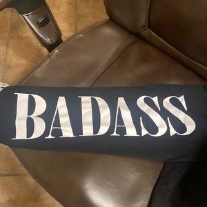 TORRID “BADASS” leggings. Size 2. Design printed down right pant leg in white